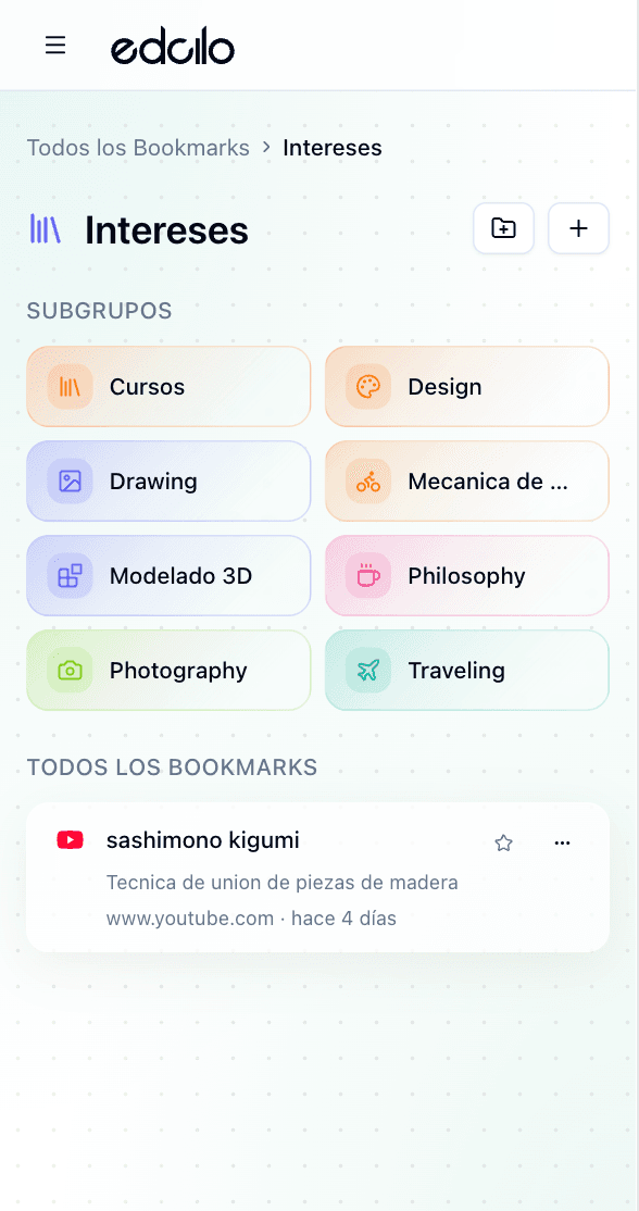 EDC Bookmarks - Mobile view
